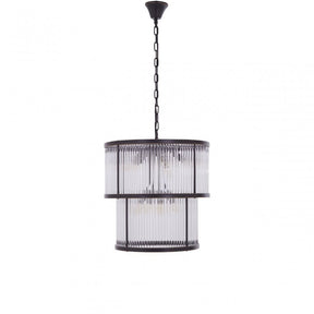 Salasco 2 Tier Antique Black Glass Chandelier, Black