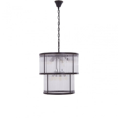 Salasco 2 Tier Antique Black Glass Chandelier, Black