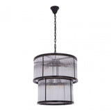 Salasco 2 Tier Antique Black Glass Chandelier, Black
