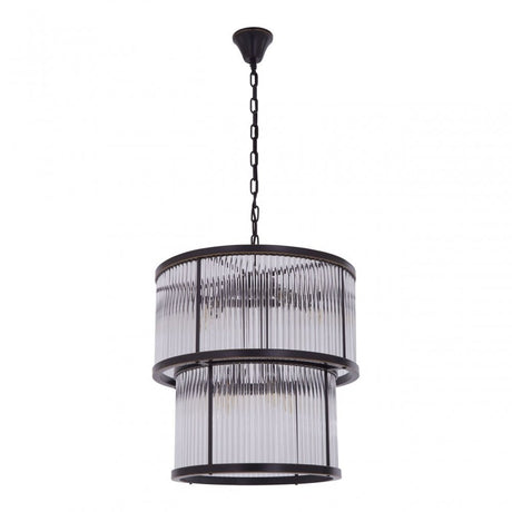 Salasco 2 Tier Antique Black Glass Chandelier, Black