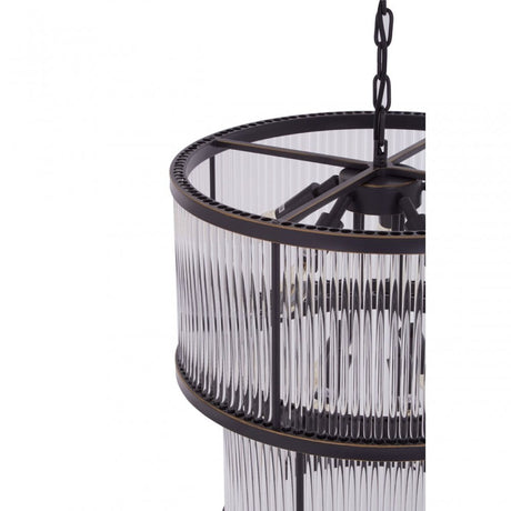Salasco 2 Tier Antique Black Glass Chandelier, Black
