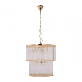 Salasco 2 Tier Gold Finish Glass Chandelier, Gold