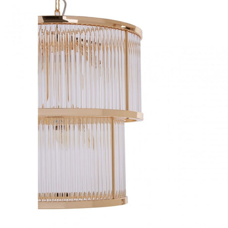 Salasco 2 Tier Gold Finish Glass Chandelier, Gold