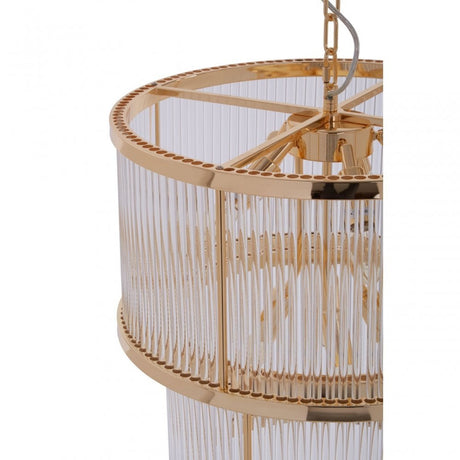 Salasco 2 Tier Gold Finish Glass Chandelier, Gold