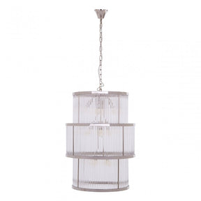 Salasco 3 Tier Nickel Finish Glass Chandelier, Silver