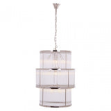 Salasco 3 Tier Nickel Finish Glass Chandelier, Silver