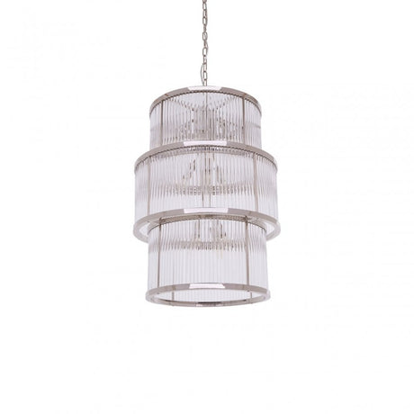 Salasco 3 Tier Nickel Finish Glass Chandelier, Silver