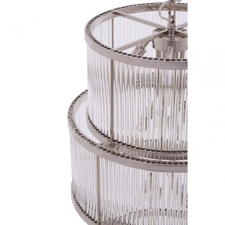 Salasco 3 Tier Nickel Finish Glass Chandelier, Silver