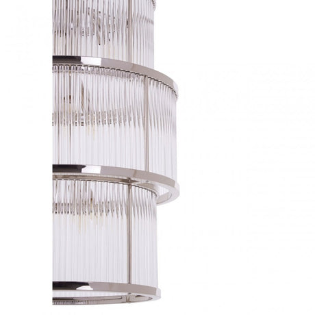 Salasco 3 Tier Nickel Finish Glass Chandelier, Silver