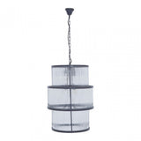 Salasco Black Finish 3 Tiered Glass Chandelier, Black