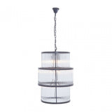 Salasco Black Finish 3 Tiered Glass Chandelier, Black
