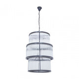 Salasco Black Finish 3 Tiered Glass Chandelier, Black