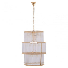 Salasco 3 Tier Gold Finish Glass Chandelier, Gold