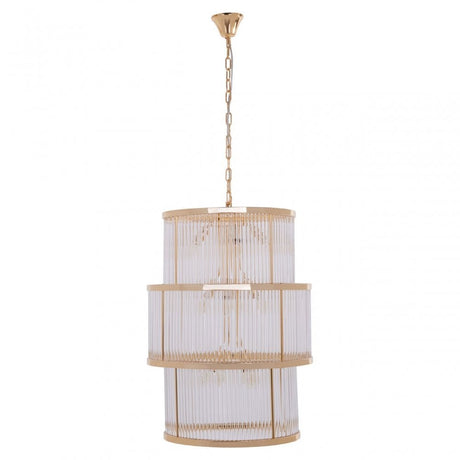 Salasco 3 Tier Gold Finish Glass Chandelier, Gold