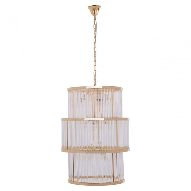 Salasco 3 Tier Gold Finish Glass Chandelier, Gold