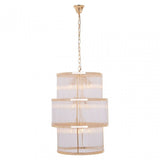 Salasco 3 Tier Gold Finish Glass Chandelier, Gold