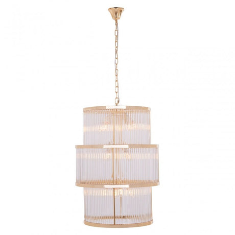 Salasco 3 Tier Gold Finish Glass Chandelier, Gold