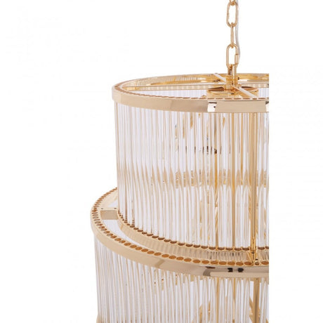 Salasco 3 Tier Gold Finish Glass Chandelier, Gold