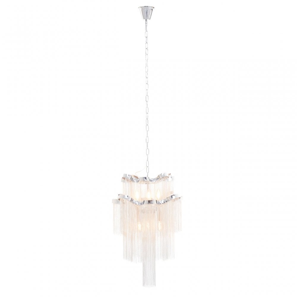 Lerici 2 Tier 6 Light Chrome Pendant 51Cm, Silver