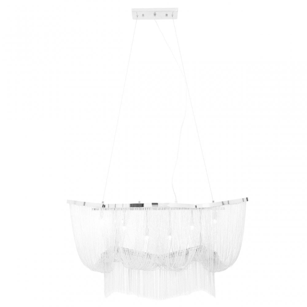 Lerici 6 Light Chrome Pendant 99X35Cm, Silver