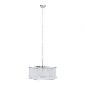 Lerci 6 Light Hexagonal Chrome Pendant Light, Silver