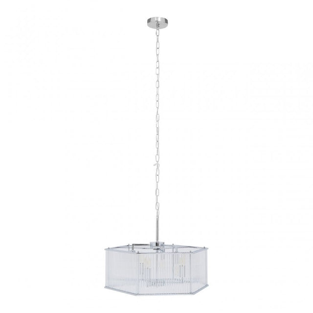 Lerci 6 Light Hexagonal Chrome Pendant Light, Silver