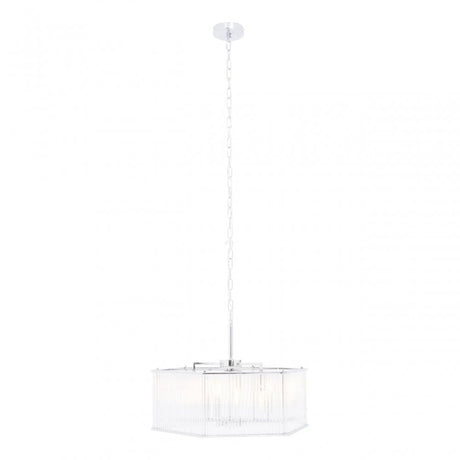 Lerci 6 Light Hexagonal Chrome Pendant Light, Silver