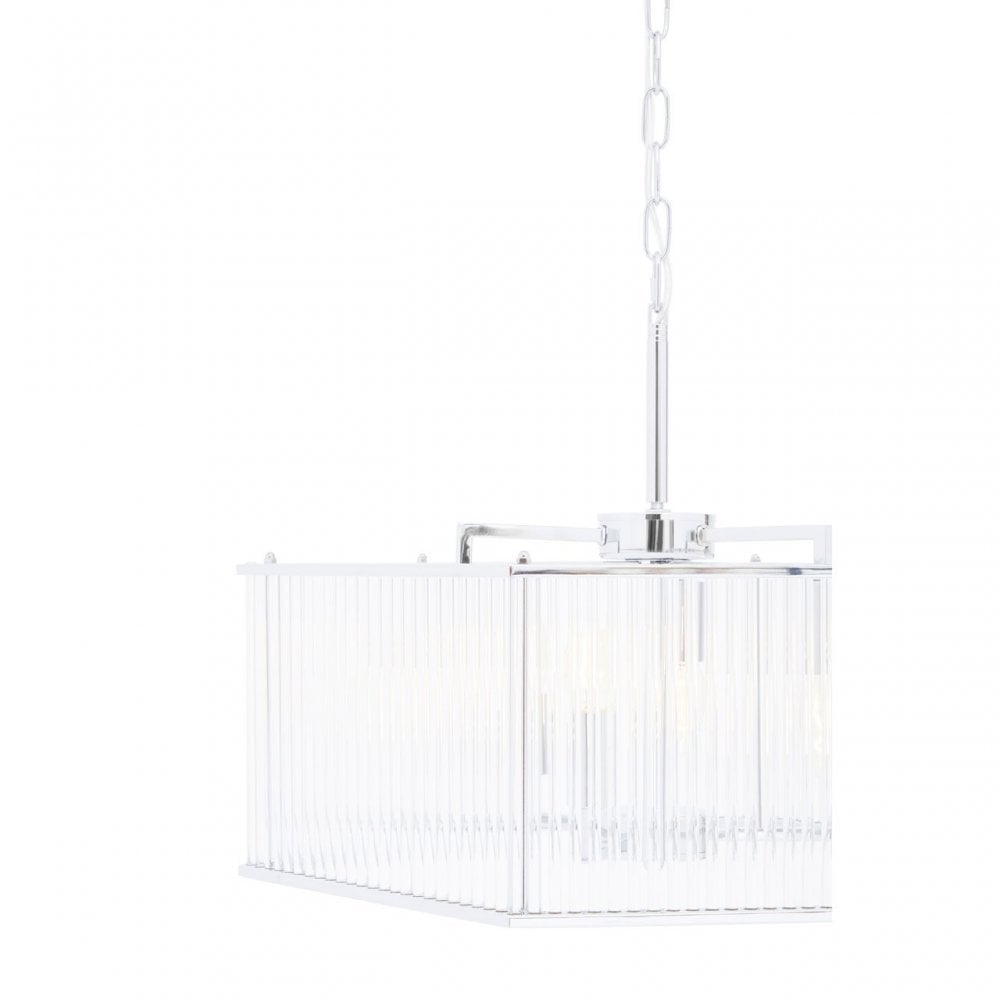 Lerci 6 Light Hexagonal Chrome Pendant Light, Silver