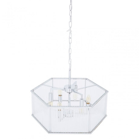Lerci 6 Light Hexagonal Chrome Pendant Light, Silver