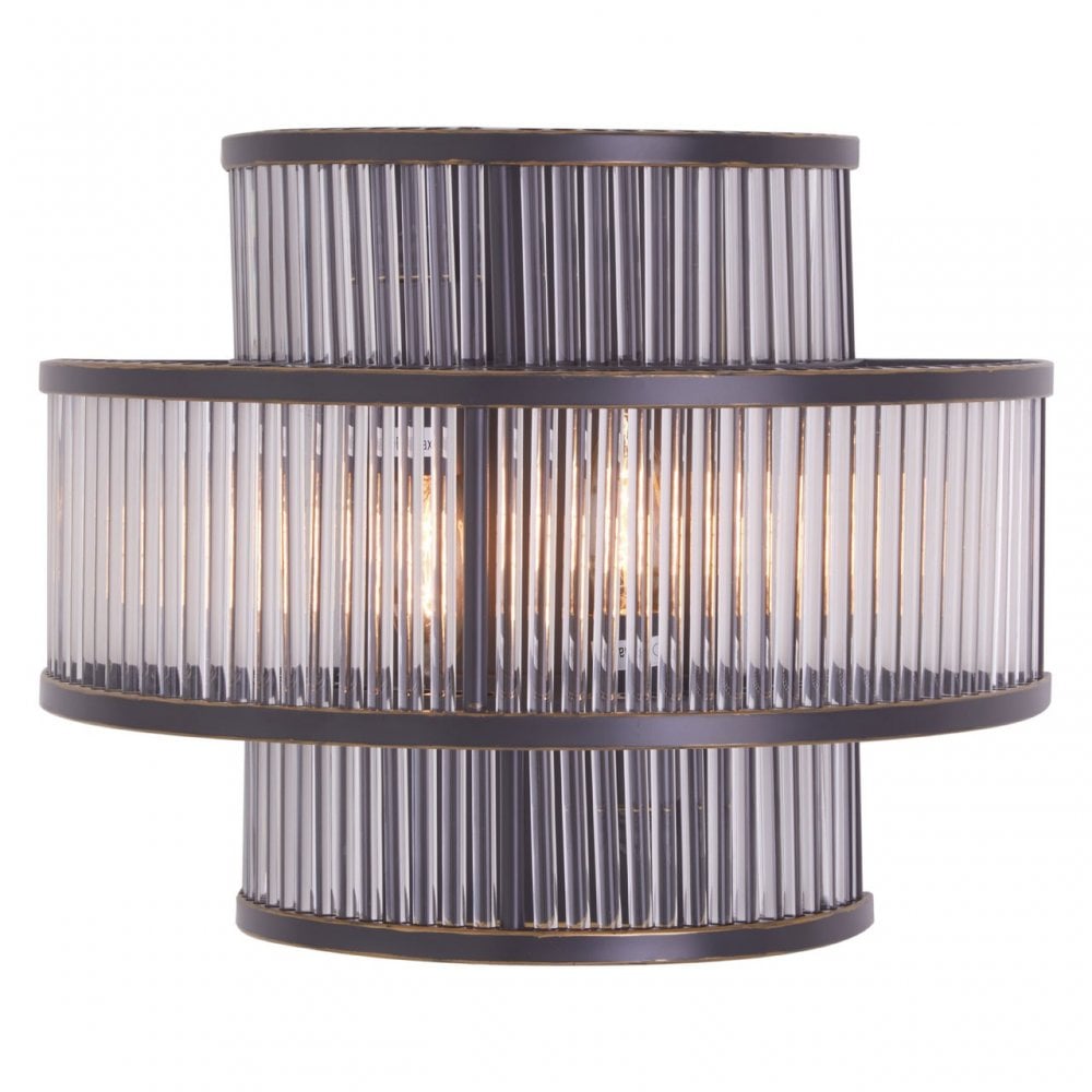 Salasco 3 Tier Black Finish Glass Wall Light, Black