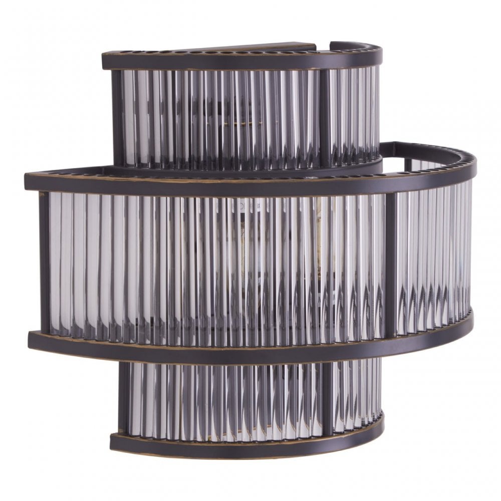 Salasco 3 Tier Black Finish Glass Wall Light, Black
