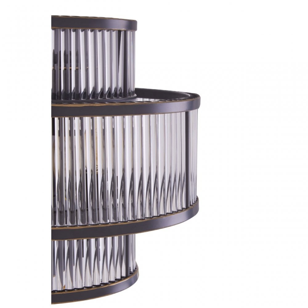 Salasco 3 Tier Black Finish Glass Wall Light, Black