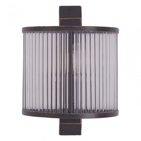 Salasco Glass Wall Light With Black Finish, Black