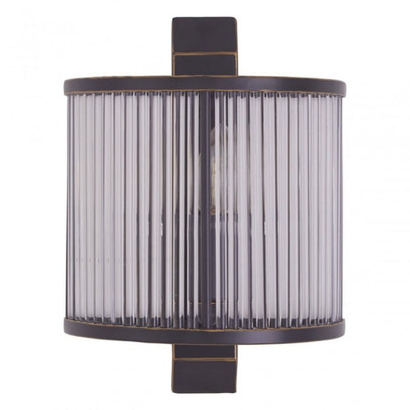 Salasco Glass Wall Light With Black Finish, Black