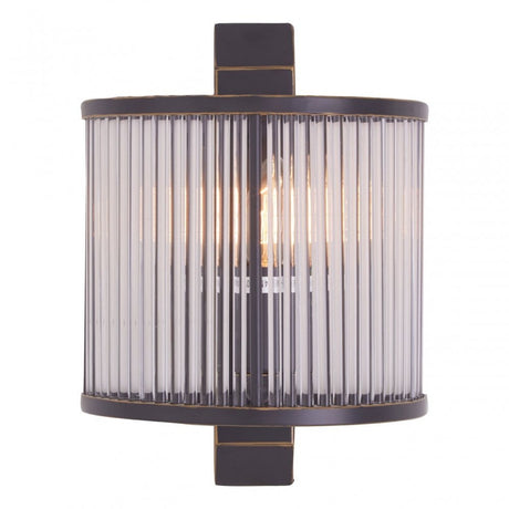 Salasco Glass Wall Light With Black Finish, Black