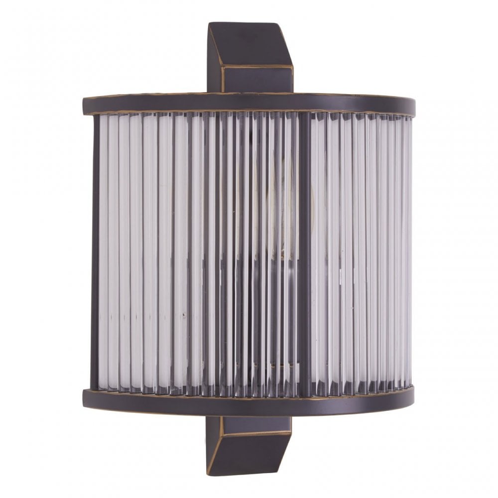 Salasco Glass Wall Light With Black Finish, Black