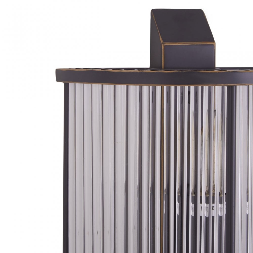 Salasco Glass Wall Light With Black Finish, Black