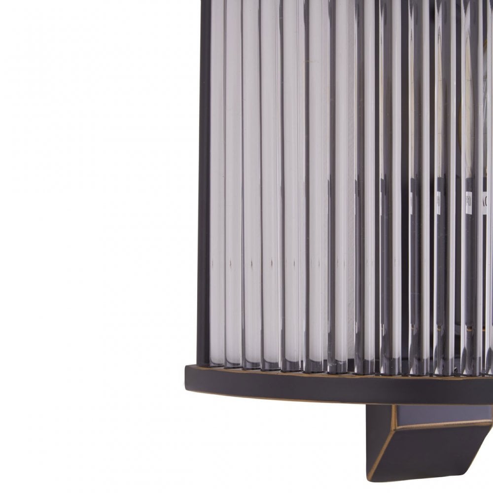 Salasco Glass Wall Light With Black Finish, Black