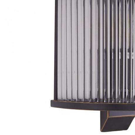 Salasco Glass Wall Light With Black Finish, Black