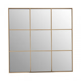 Grid Wall Mirror With Gold Finish Frame, Gold