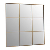 Grid Wall Mirror With Gold Finish Frame, Gold