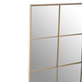 Grid Wall Mirror With Gold Finish Frame, Gold