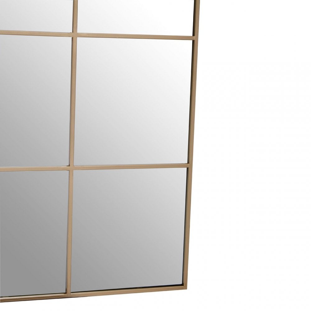 Grid Wall Mirror With Gold Finish Frame, Gold