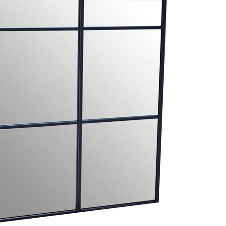 Grid Wall Mirror With Black Finish Frame, Black