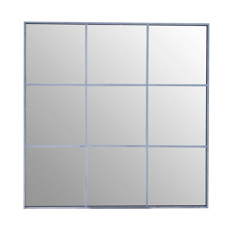 Grid Wall Mirror With Silver Finish Frame, Silver