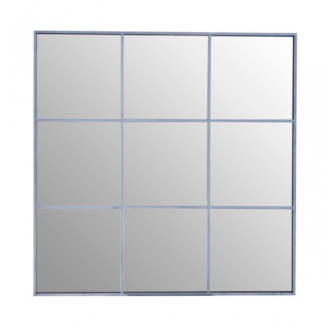 Grid Wall Mirror With Silver Finish Frame, Silver