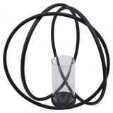 Aura Matte Black Large Candle Holder, Black
