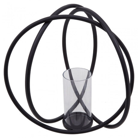 Aura Matte Black Large Candle Holder, Black