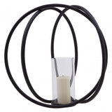 Aura Matte Black Large Candle Holder, Black