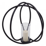 Aura Matte Black Large Candle Holder, Black